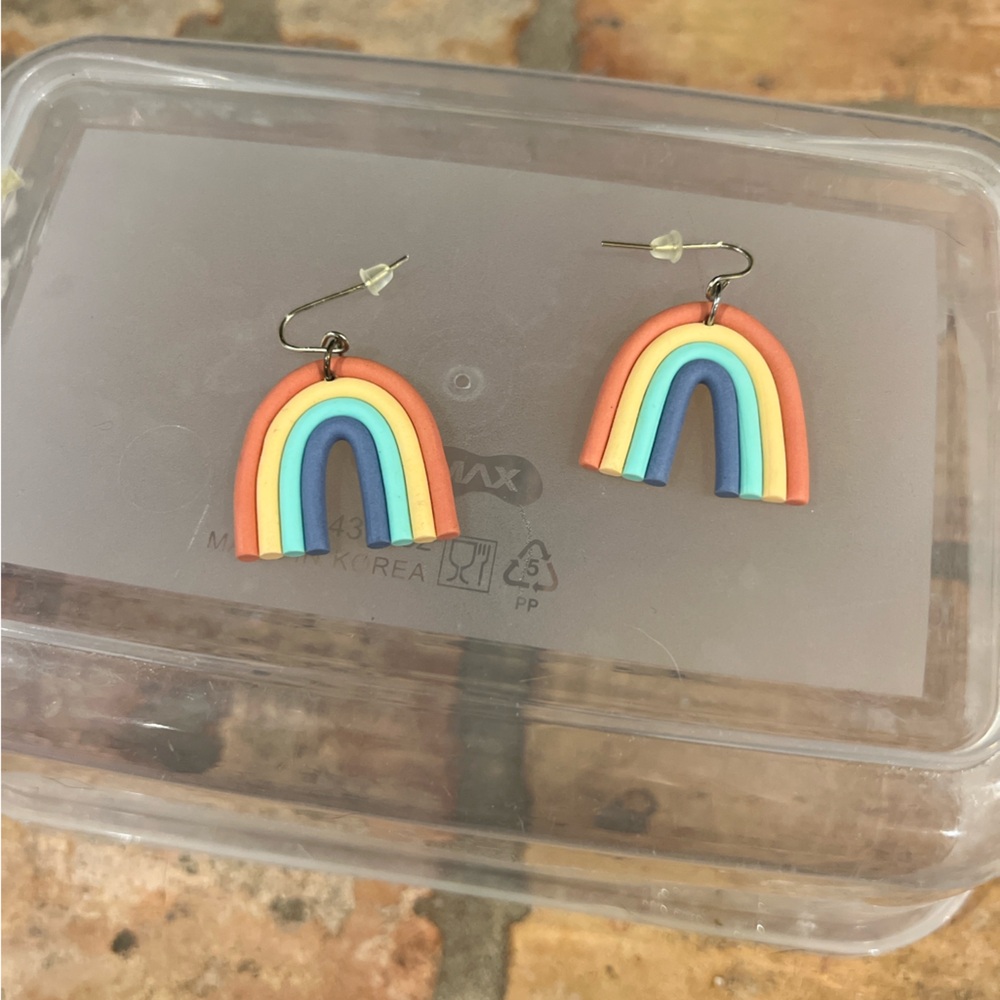 Clay polymer rainbow earrings